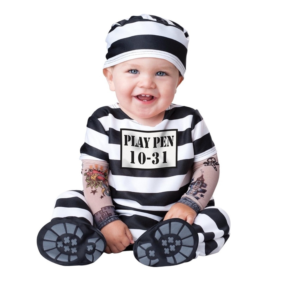 Baby Infant Time Out Inmate Prisoner Baby Jail Halloween Costume 6-12 Months